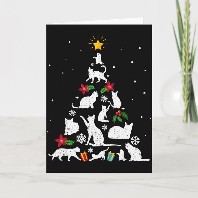 Carte Funny Cat Christmas Tree For Men Women Kids  (Devant)