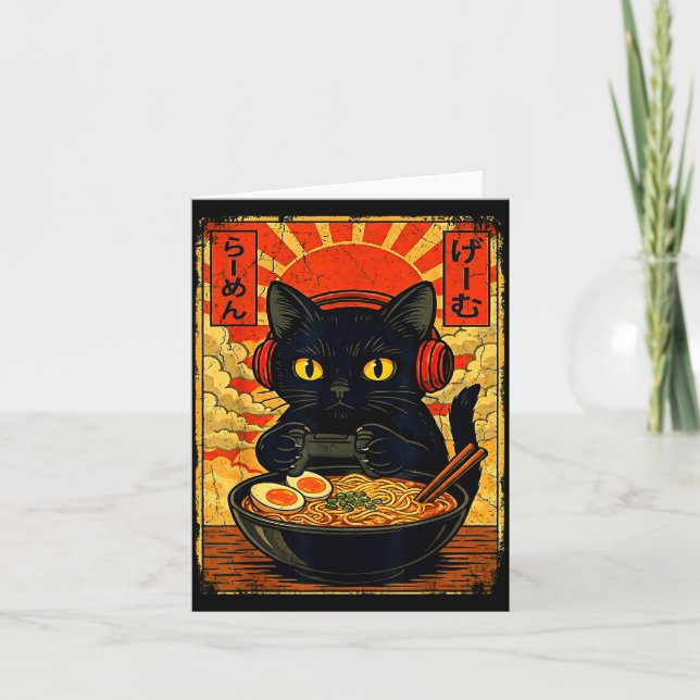 Carte Funny Cat Gamer Men Anime Kawaii Gaming Headset Ca (Devant)