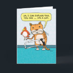 Carte Funny Cat Hacksaw Explanation Birthday Card<br><div class="desc">This funny cartoon birthday card features a cat holding a bird and a hacksaw. The cat has a perfectly logical explanation for this scenario. This one's sure to be a big hit with every cat lover! Thank you for choosing this original design by © Chuck Ingwersen. I’m an independent artist,...</div>