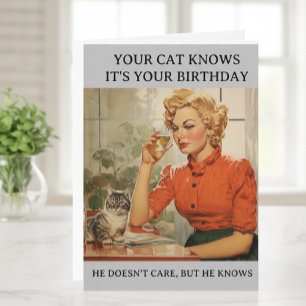 Carte Funny Cat Knows C'est ton anniversaire