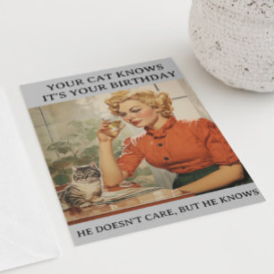 Carte Funny Cat Knows C'est ton anniversaire