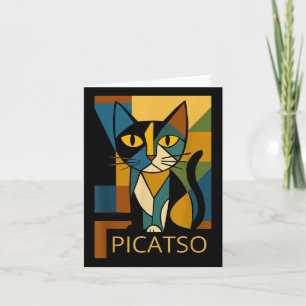 Carte Funny Cat Picatso - Cubism Art Style - Desi Vintag