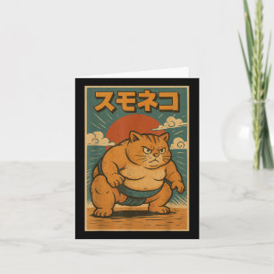 Carte Funny Cat Sumo Wrestler japonais Art Anime Ukiyo-e
