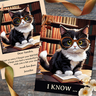 Carte Funny Chat Books Beldate Anniversaire