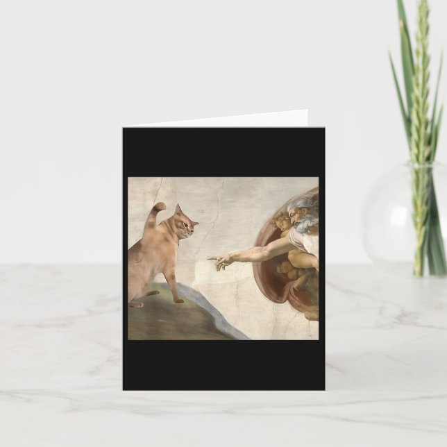 Carte Funny Chat Dieu Création D'Adam Mème Jésus (Devant)