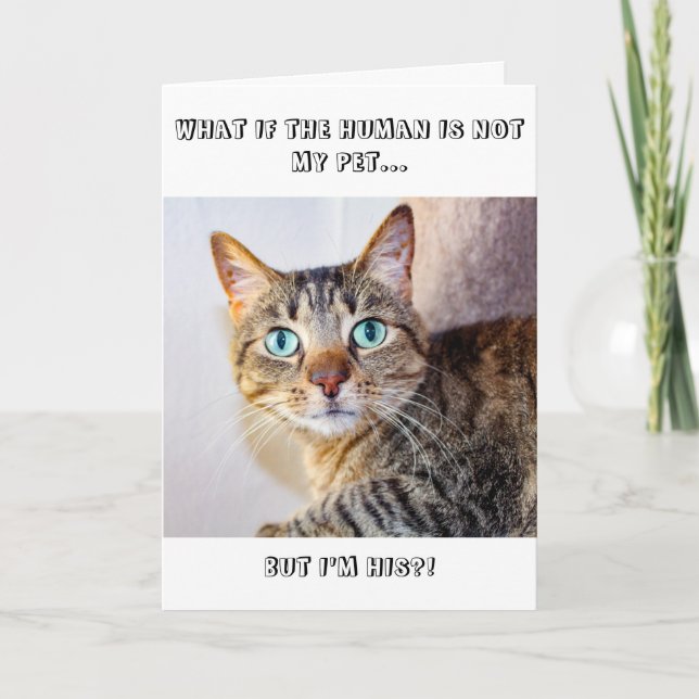 Carte Funny Chat Human n'est pas mon animal de compagnie (Devant)