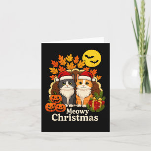Carte Funny Chat Meowy Noël - Hallothanksmas Vêtements