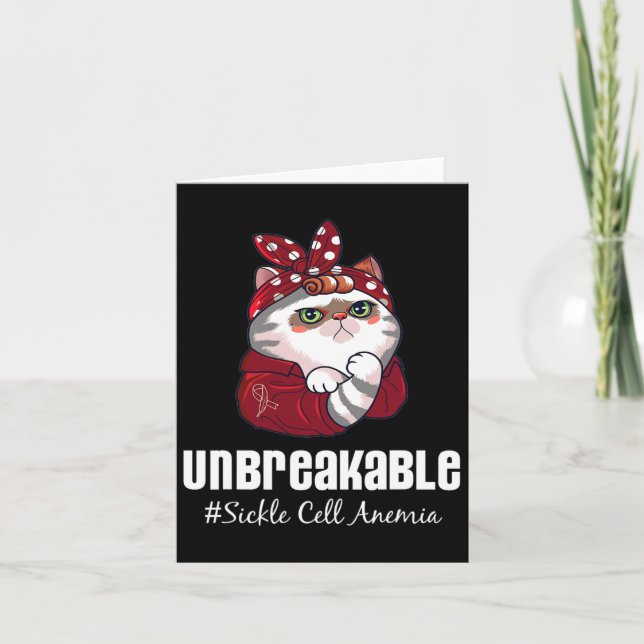 Carte Funny Chat Warrior Unbreakable Anémie de la faucil (Devant)