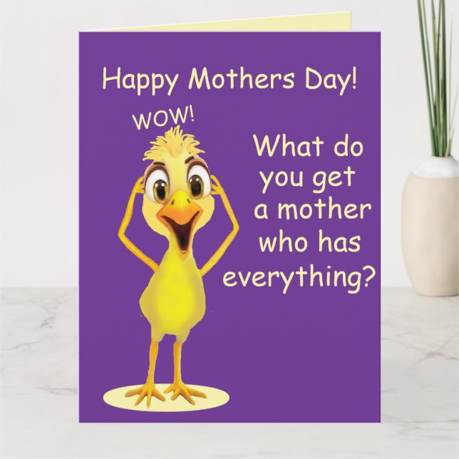 Carte Funny Chicken Purple Mother's Day Card (Devant)
