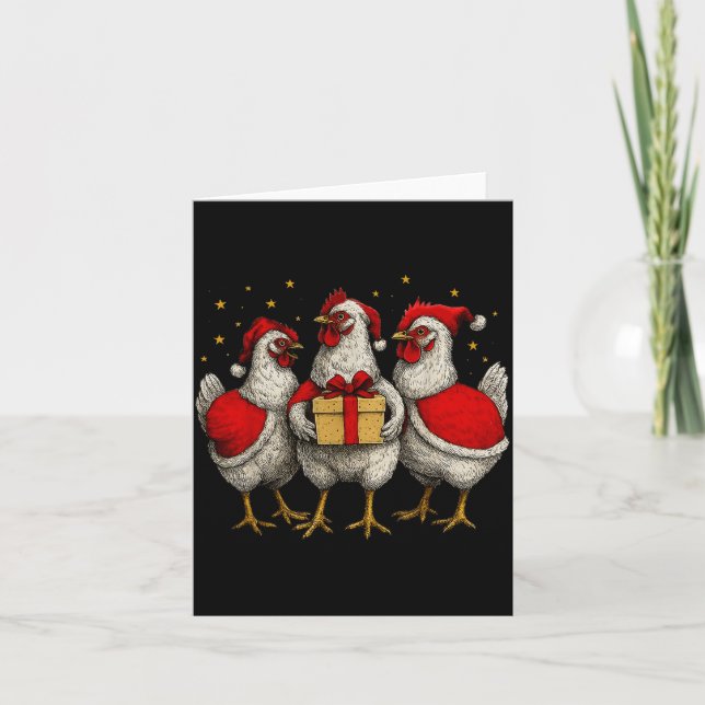 Carte Funny Chicken Santa Xmas Tree Farm Merry Christmas (Devant)
