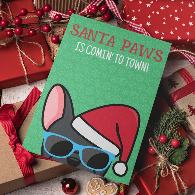 Carte Funny Chien à balais noir Père Noël Paws Noël (Créateur téléchargé)