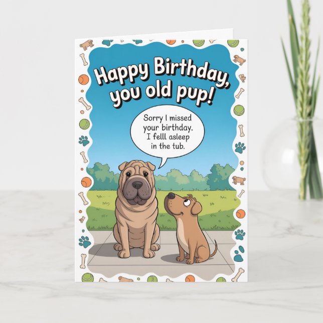 Carte Funny Chien Beled Anniversaire (Devant)