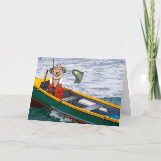 Carte Funny Chien/Laboratoire Pêcheur Anniversaire