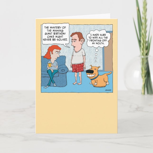 Carte Funny Chien Mange Géant Géant Gâteau d'anniversair (Devant)