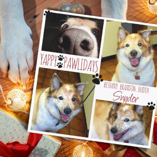 Carte Funny Chien YAPPY PAWLIDAYS 4 Photo Empreinte de p