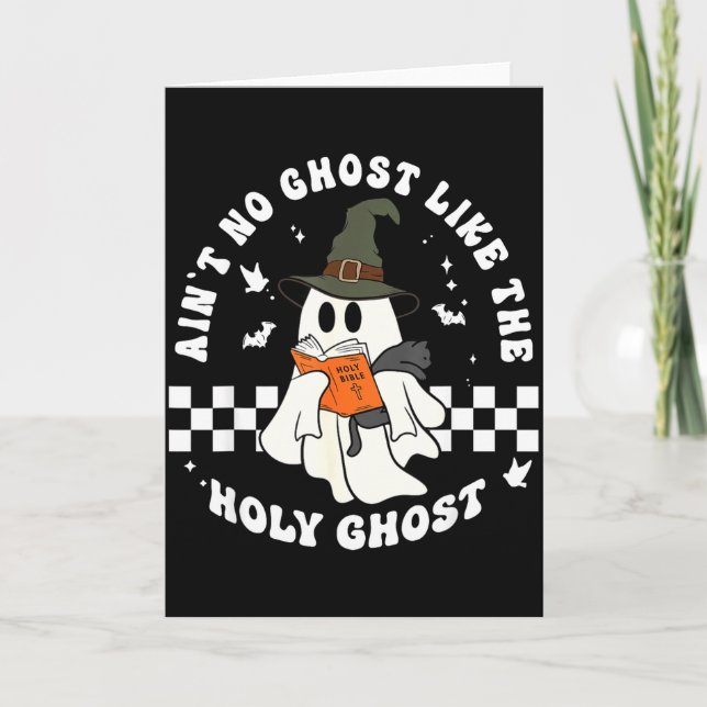 Carte Funny Christian Ghost With Bible Retro Catholic Cu (Devant)