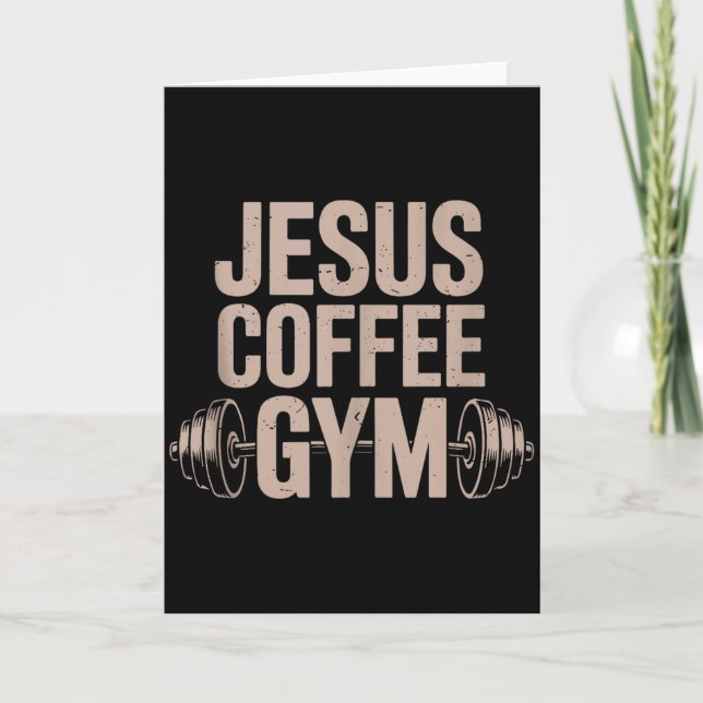 Carte Funny Christian Workout Jesus Coffee Gym Barbell C (Devant)