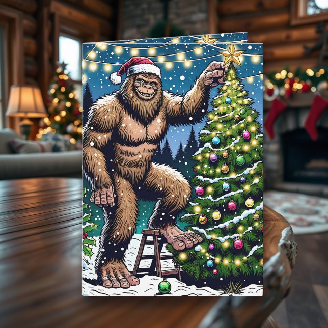 Carte Funny Christmas Bigfoot Sasquatch Personnalisé (Créateur téléchargé)