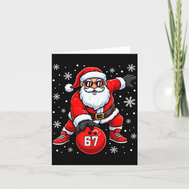 Carte Funny Christmas Bowling Cool Santa Claus 6 7 Meme  (Devant)