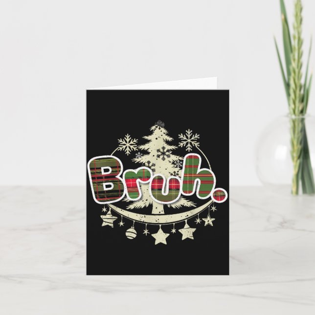 Carte Funny Christmas Bruh Xmas Pajamas Red Plaid Men Wo (Devant)