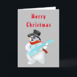 Carte Funny Christmas Card Snowman Guitare Player<br><div class="desc">Cartes de Noël amusantes Snowman Guitar Player Rock Music - MIGNED Paining - Personnalisable - ou Choisissez vos couleurs de carte préférées / ou ajoutez du texte !</div>