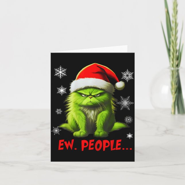 Carte Funny Christmas Cat Ew People Meowy Cat Lovers Men (Devant)
