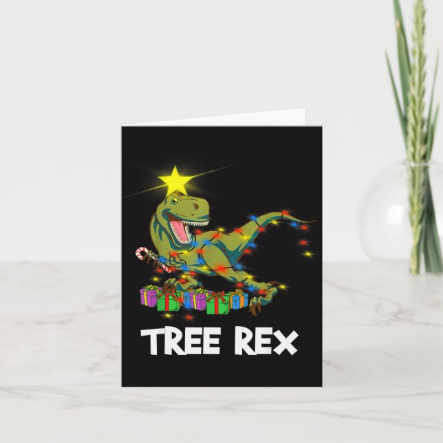 Carte Funny Christmas Dinosaur Tree Rex Men Women Kids G (Devant)
