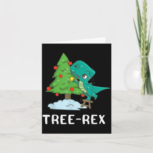 Carte Funny Christmas Dinosaurs Christmas Tree Rex Cute  (Devant)