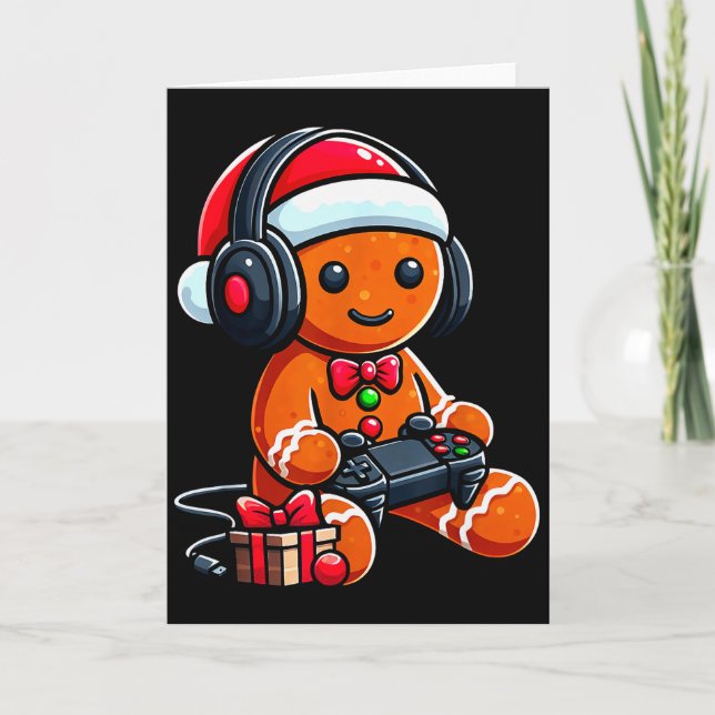 Carte Funny Christmas Gamer Gingerbread Xmas Gaming Men  (Devant)