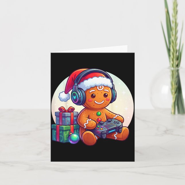 Carte Funny Christmas Gamer Gingerbread Xmas Gaming Men  (Devant)