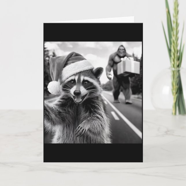 Carte Funny Christmas Raccoon Shirt Raccoon Selfie With  (Devant)