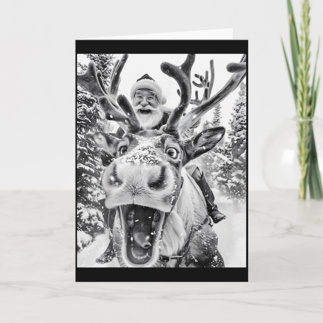 Carte Funny Christmas Reindeer Selfie Santa Claus Xmas S (Devant)