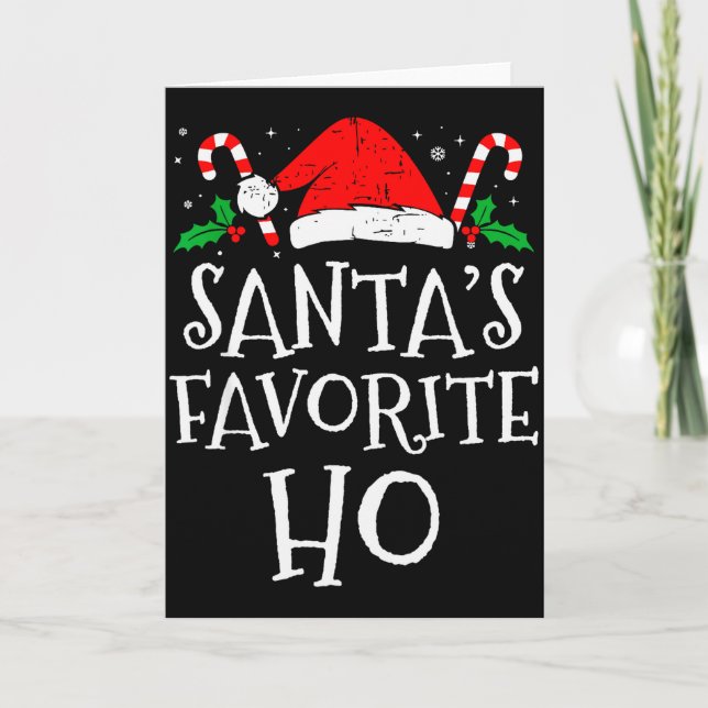 Carte Funny Christmas Santa's Favorite Ho Naughty Pajama (Devant)