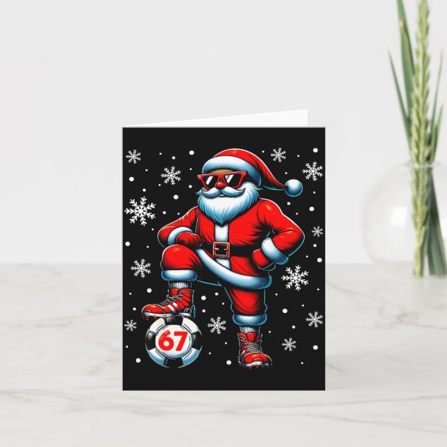 Carte Funny Christmas Soccer Cool Santa Claus 6 7 Meme T (Devant)