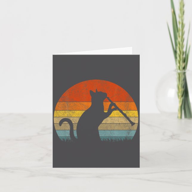Carte Funny Clarinet Cat Clarinet Player Musician Retro  (Devant)