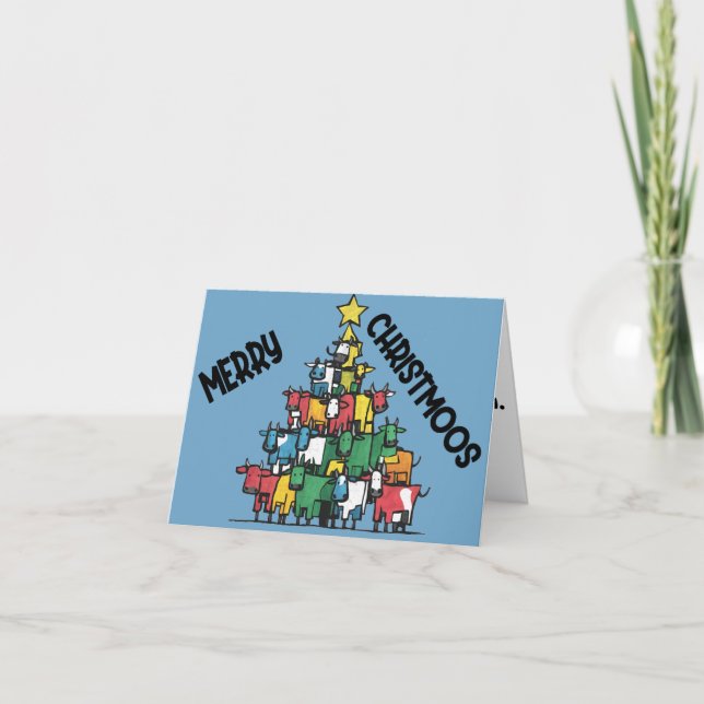 Carte Funny Cow Christmas Tree Pun Abstrait (Devant)