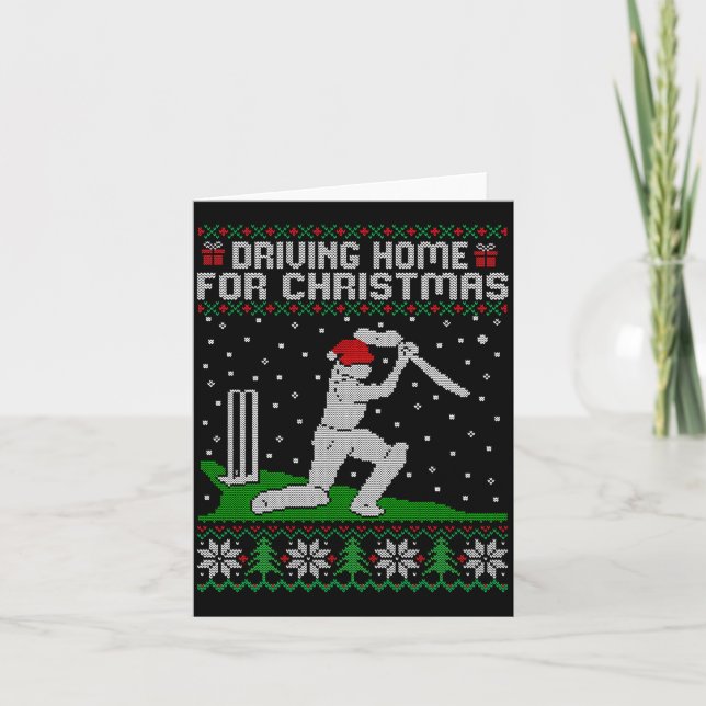 Carte Funny Cricket Player Driving Home For Christmas Sw (Devant)