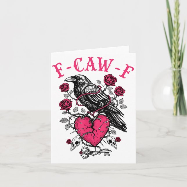 Carte Funny Crow F-caw-f Valentines Day Black Bird Fcawf (Devant)