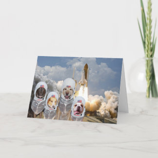 Carte Funny Customizable Astronaute Dogs Birthday Blast