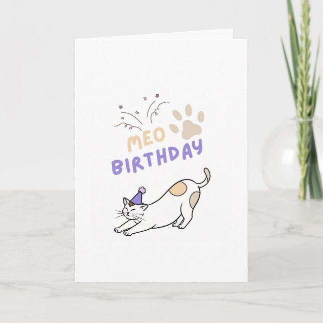 Carte Funny cute cat birtday card (Devant)