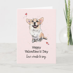 Carte Funny Cute Corgi chien Saint Valentin Je t’aime
