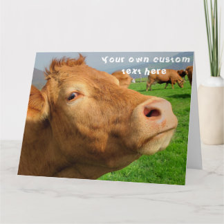 Carte Funny Cute Cow Custom Joyeux Anniversaire