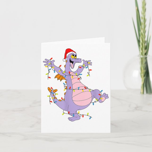 Carte Funny Cute Dragon Figment Lights Christmas Santa M (Devant)