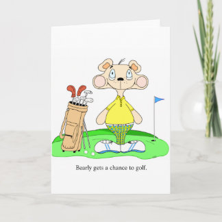 Carte Funny Cute Golfing Bear Greeting Card