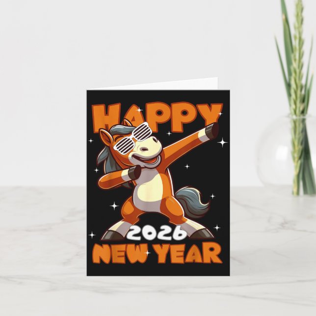 Carte Funny Dabbing Horse Happy Lunar New Year 2026 Year (Devant)