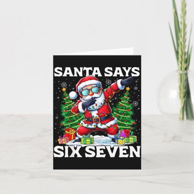 Carte Funny Dabbing Santa Says Six Seven 67 Meme Christm (Devant)