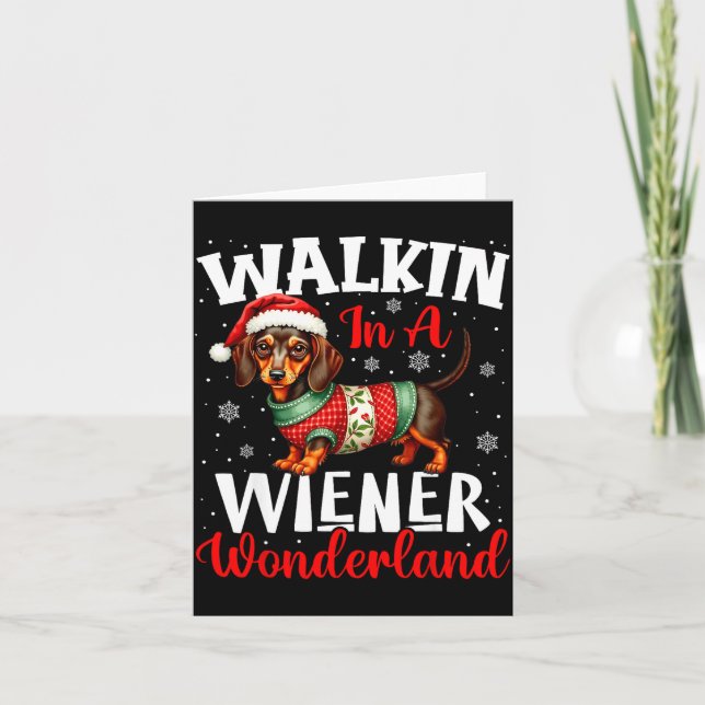Carte Funny Dachshund Cute Christmas Dog Lover Walking I (Devant)