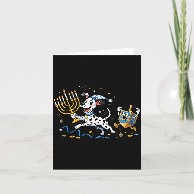 Carte Funny Dalmatian Dreidel Menorah Hanukkah Kids Wome (Devant)