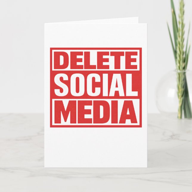 Carte Funny Delete Social Media Anti Internet Minimalist (Devant)