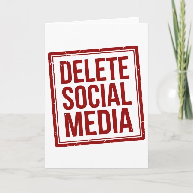 Carte Funny Delete Social Media Anti Internet Minimalist (Devant)